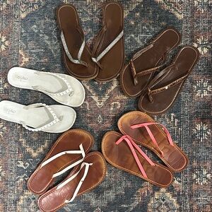 Women's Leather Flip Flops Lot